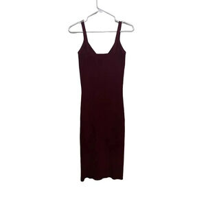 Hatch Red Burgundy Ribbed Knit Midi Tank Dress Size 1